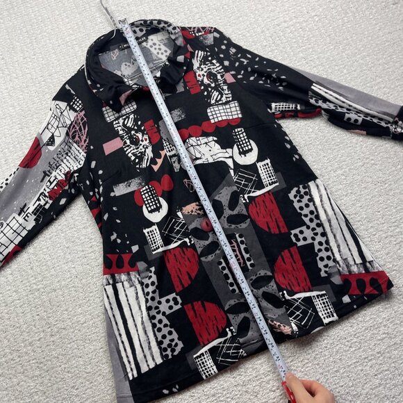 VTG Michael Tyler Top Blouse Tunic Womens Black Artsy Long Sleeve Size S - Picture 7 of 13